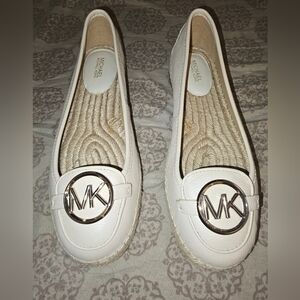 Michael Kors Cream Loafers with Silver Accent
